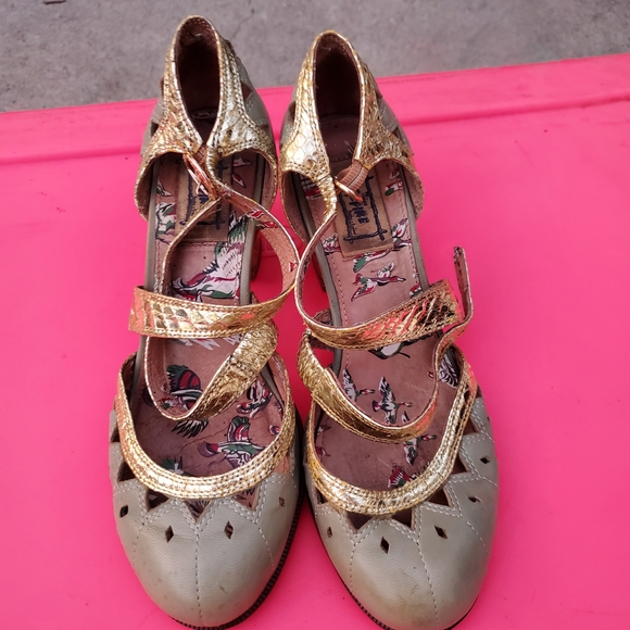 Miss L Fire Shoes - Miss L Fire Elegant Gold and Light Green Women's Shoes